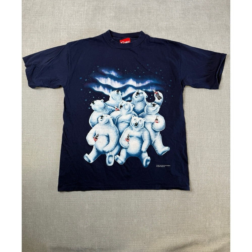 Vintage Coca Cola Polar Bear T Shirt Coke 94' Single Stitch Double Sided Size XL